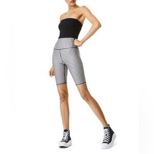 NWT Alice + Olivia Aaron High Waist Bike Shorts Black White size Small